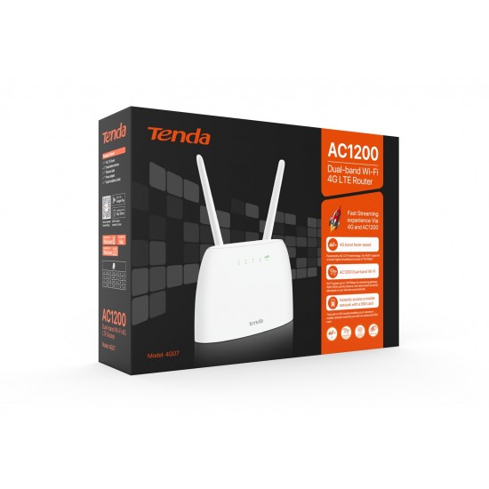 Tenda 4G07 wireless router Gigabit Ethernet Dual-band (2.4 GHz / 5 GHz) 4G White