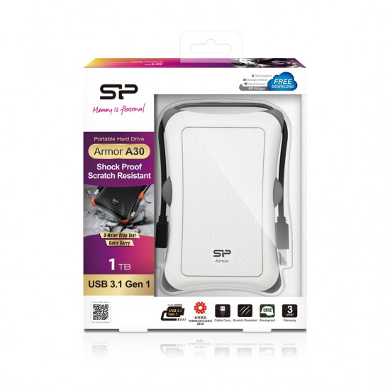 Silicon Power Armor A30 external hard drive 1 TB White