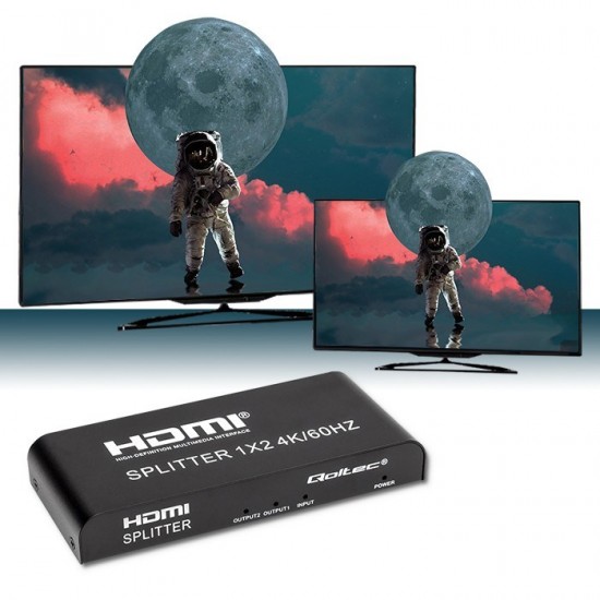 Qoltec 51797 Active HDMI Splitter 2 x HDMI 4K x 2K | 6Gb/s | 60Hz