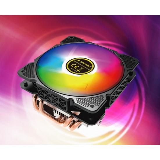 Gembird CPU-HURACAN-ARGB-X140 CPU cooling fan, 12 cm, 100 W, multicolor LED, 4 pin