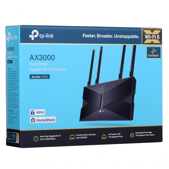 TP-LINK Archer AX53 wireless router Gigabit Ethernet Dual-band (2.4 GHz / 5 GHz) 4G Black