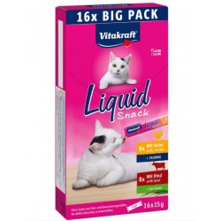 VITAKRAFT Cat Liquid-Snack with beef and chicken - cat treats - 16 x 15g