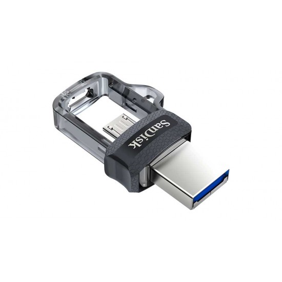 SanDisk Ultra Dual m3.0 USB flash drive 128 GB USB Type-A / Micro-USB 3.2 Gen 1 (3.1 Gen 1) Black, Silver, Transparent