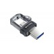 SanDisk Ultra Dual m3.0 USB flash drive 128 GB USB Type-A / Micro-USB 3.2 Gen 1 (3.1 Gen 1) Black, Silver, Transparent