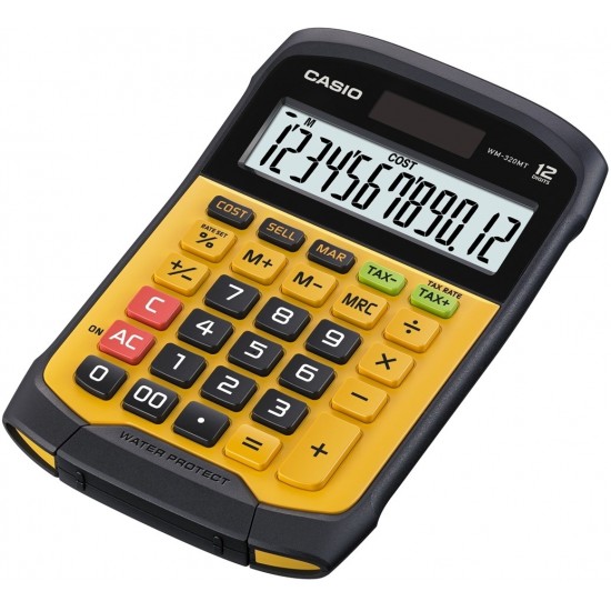 CASIO OFFICE CALCULATOR WATERPROOF WM-320MT-S, 12-digit display, removable keyboard.