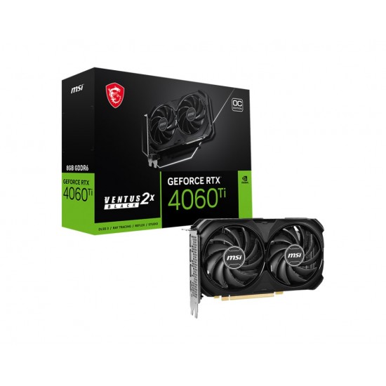 MSI GeForce RTX 4060 Ti VENTUS 2X BLACK 8G OC NVIDIA 8 GB GDDR6 DLSS 3