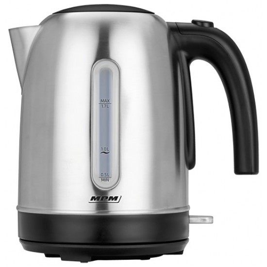 MPM MCZ-102M electric kettle 1.7 L 2200 W Black, Stainless steel