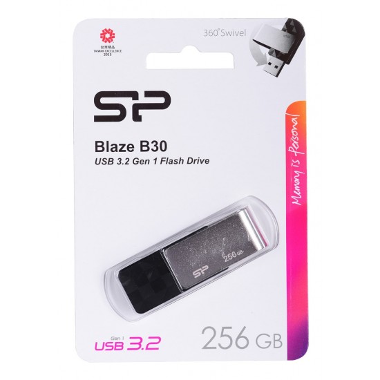 Silicon Power Blaze B30 USB flash drive 256 GB USB Type-A 3.2 Gen 1 (3.1 Gen 1) Black, Silver