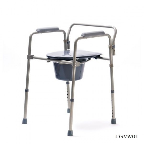 Height-adjustable folding toilet chair