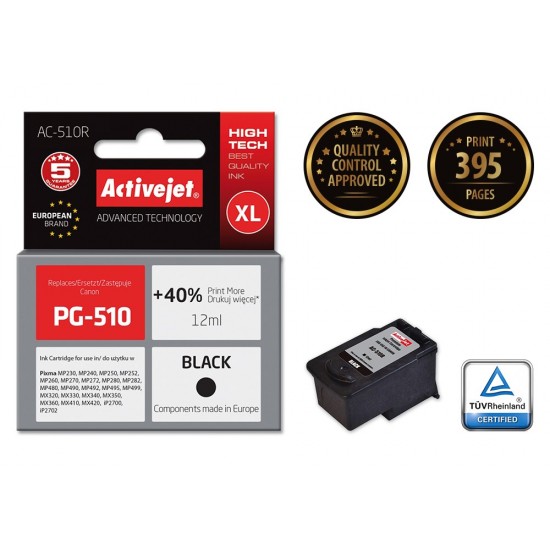 Activejet AC-510R Ink cartridge (replacement for Canon PG-510; Premium; 12 ml; black)