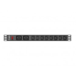 LANBERG POWER STRIP PDU RACK (1U, 16A,2XC19,8XC13)