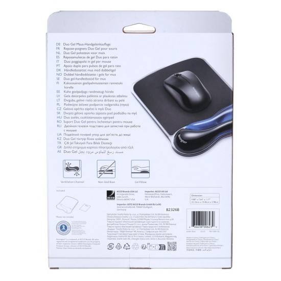 Kensington Duo Gel Mouse Pad with Integrated Wrist Support - Blue/Smoke