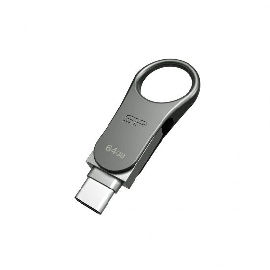 Silicon Power Mobile C80 USB flash drive 64 GB USB Type-A / USB Type-C 3.0 (3.1 Gen 1) Titanium