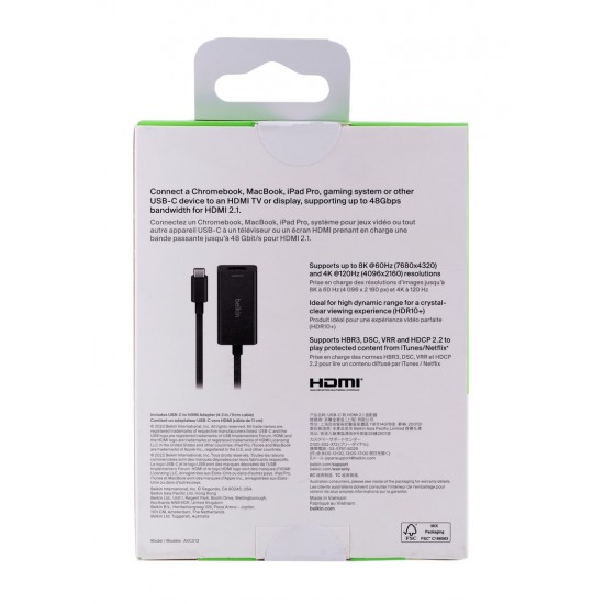 Belkin AVC013BTBK video cable adapter HDMI Type A (Standard) USB Type-C Black