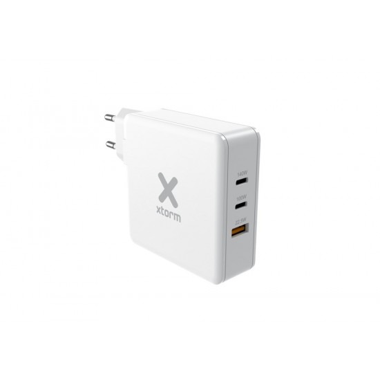 Xtorm 3-port USB charger 140W USB-C PD3.1 EPR GaN, white (USB-C PD EPR 140W, USB-C PD100W, USB-A QC 3.0)