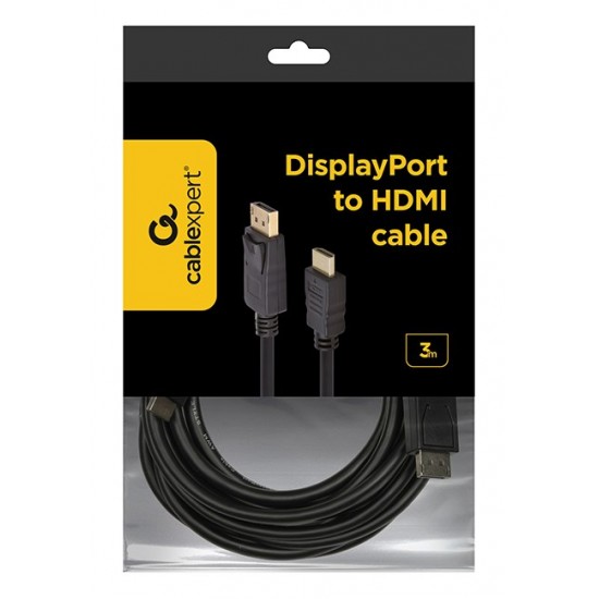 Gembird CC-DP-HDMI-3M DisplayPort to HDMI cable (not bi-directional), 3m, black