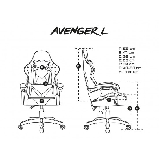 FURY GAMING CHAIR AVENGER L BLACK AND WHITE