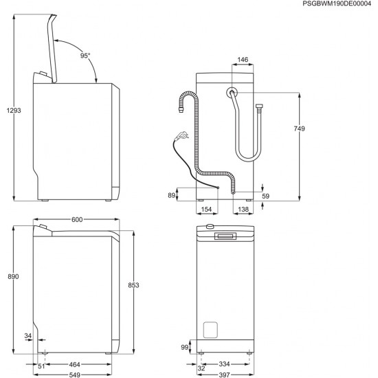 Electrolux EW2TN5261FP Top loading washing machine 6 kg 1200 rpm white