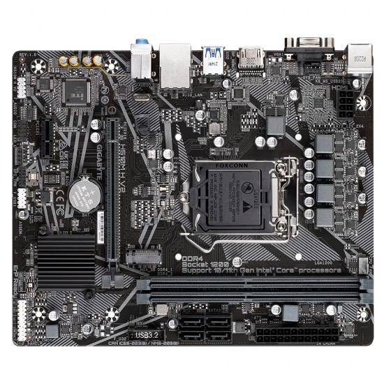 Gigabyte H510M H V2 Motherboard - Supports Intel Core 11th CPUs, up to 3200MHz DDR4 (OC), 1xPCIe 3.0 M.2, GbE LAN, USB 3.2 Gen 1