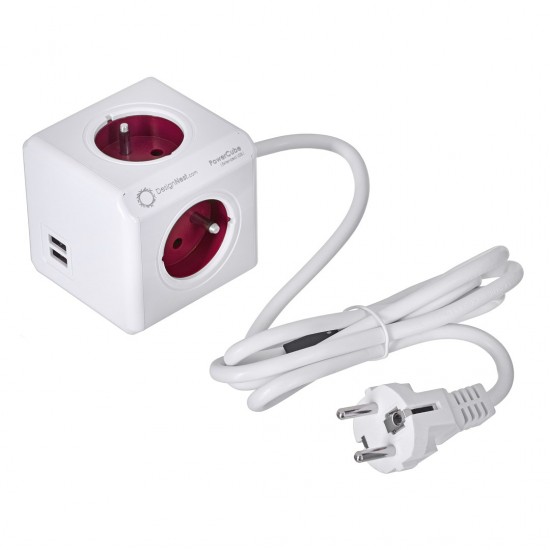 Allocacoc 2402RD/FREUPC power extension 1.5 m 4 AC outlet(s) Indoor Red, White