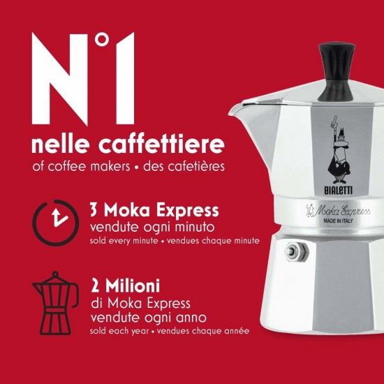 Bialetti Moka Express Moka pot 0.06 L Aluminium, Black