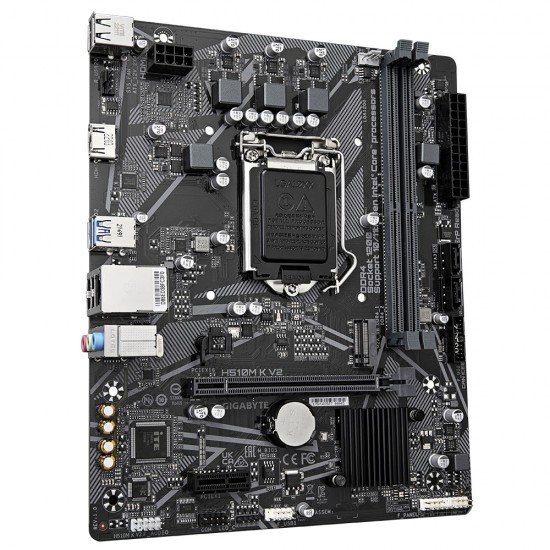 Gigabyte H510M K V2 Motherboard - Supports Intel Core 11th CPUs, up to 3200MHz DDR4 (OC), 1xPCIe 3.0 M.2, GbE LAN, USB 3.2 Gen 1