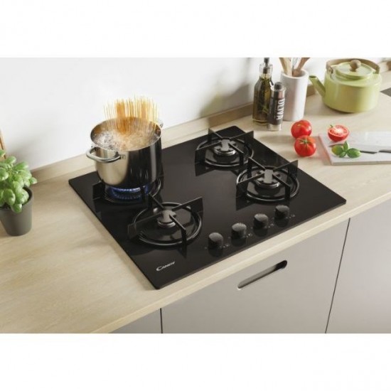 Candy CVW6BB hob Black Built-in 59.5 cm Gas 4 zone(s)