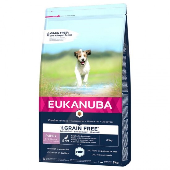 EUKANUBA Grain Free Puppy Small/Medium Breed Ocean Fish - dry dog food - 3 kg