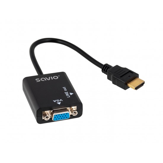 Savio CL-23 video cable adapter 0.5 m VGA (D-Sub) HDMI Type A (Standard) Black