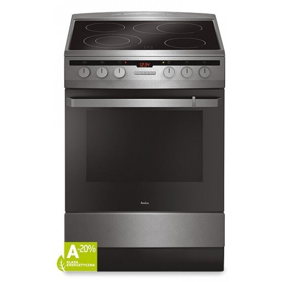 Amica 618CE3.434HTaKDQ(Xx) Freestanding cooker Ceramic Stainless steel A-20%