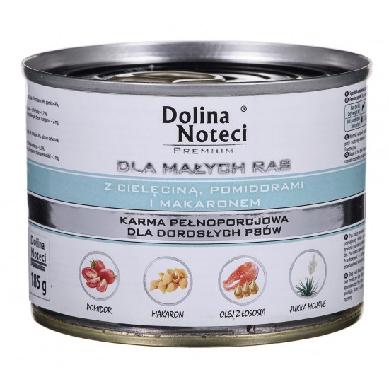 DOLINA NOTECI Premium with veal, tomatoes and pasta - wet dog food for adult small breeds - 185g