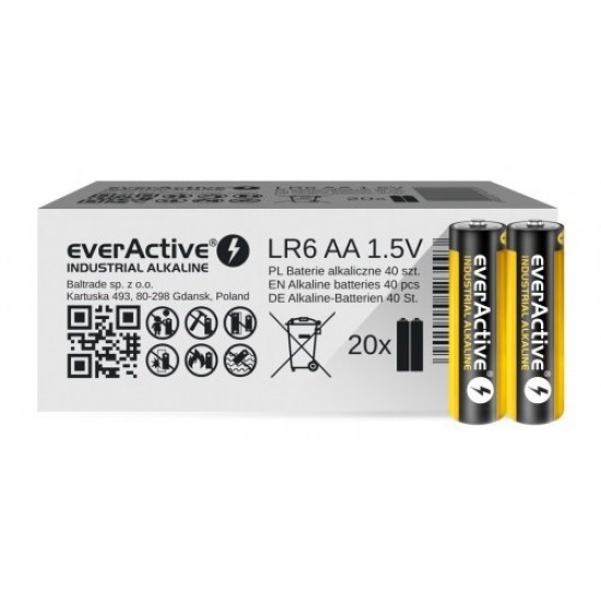 Alkaline batteries everActive Industrial Alkaline LR6 AA  - carton box 40 pcs