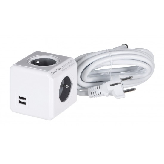 Allocacoc PowerCube Extended USB E(FR), 3m power extension 4 AC outlet(s)