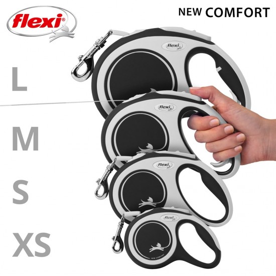 Flexi New COMFORT 8 m Black, Grey Dog Retractable lead