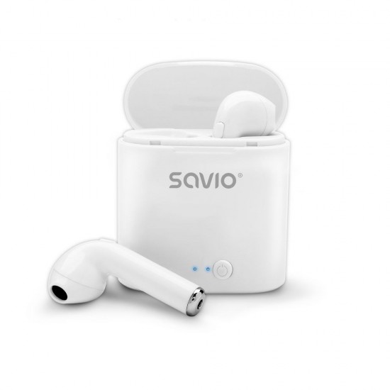 Savio TWS-01 Wireless Bluetooth Earphones, White