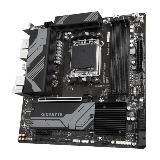 Gigabyte B650M DS3H Motherboard - Supports AMD Ryzen 8000 CPUs, 6+2+1 Phases Digital VRM, up to 8000MHz DDR5, 2xPCIe 4.0 M.2, 2.5GbE LAN , USB 3.2 Gen 2