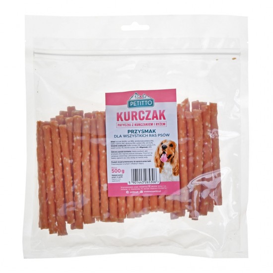 PETITTO Sticks with chicken and rice - dog treat - 500 g