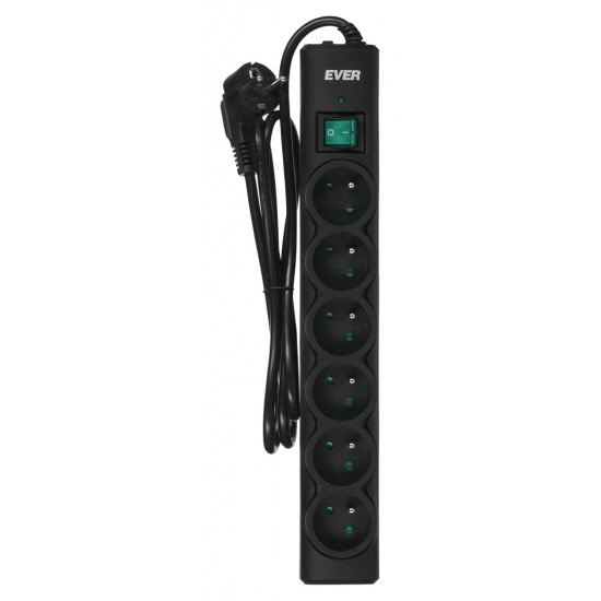 Ever OPTIMA surge protector 1.5 m (6 x UTE; 10 A; black) (T/LZ08-OPT015/0000)