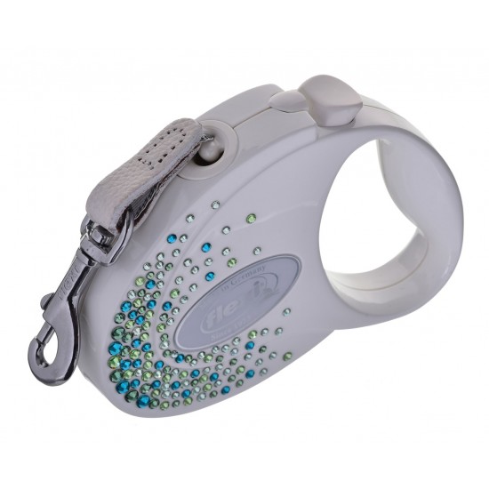 FLEXI Glam Splash Leaf  with Swarovski crystals S - Dog Retractable lead - 3 m - white