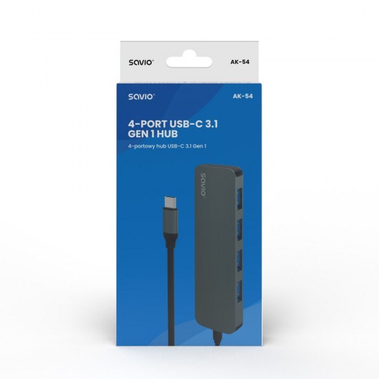 SAVIO Hub USB-C - 4 x USB-A, AK-54