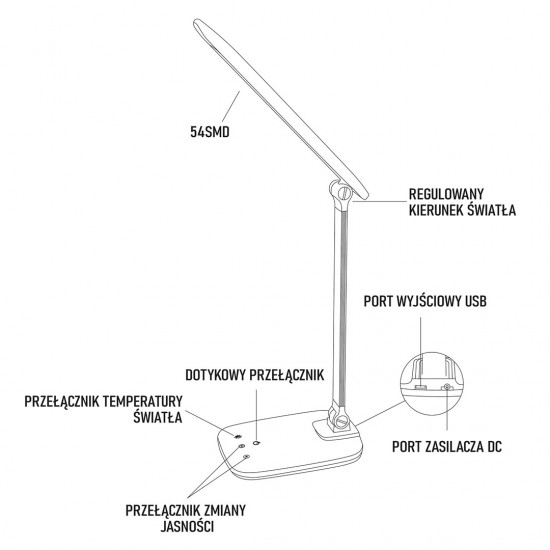 Montis Lampka biurkowa wielofunkcyjna LED MT042 table lamp White