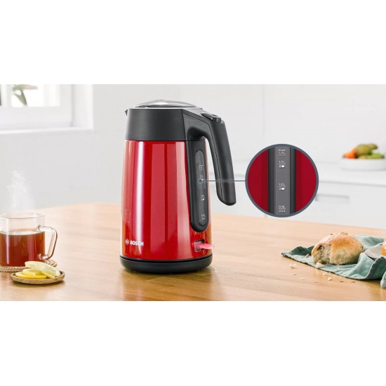 Electric kettle Bosch TWK 7L464, 2400 W, 1.7 l Red