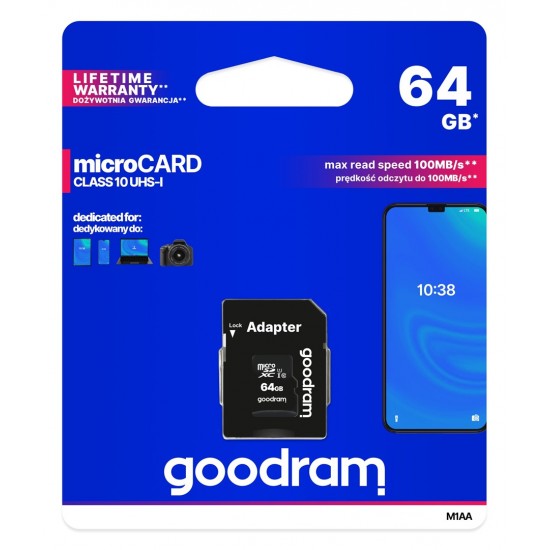 Goodram M1AA-0640R12 memory card 64 GB MicroSDXC Class 10 UHS-I