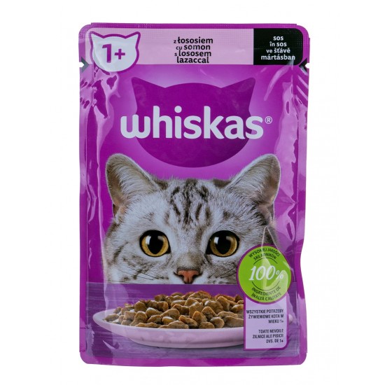 WHISKAS Adult Salmon i sauce - wet cat food - 85g