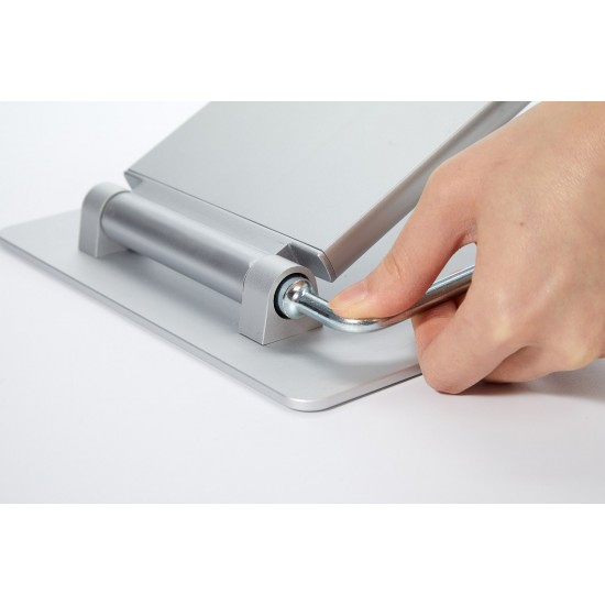 POUT Eyes3 Lift - Aluminium telescopic laptop stand, silver grey