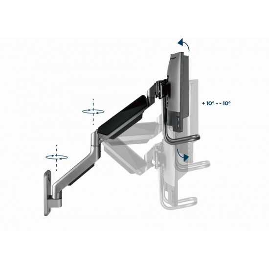 Gembird MA-WA2-02 Adjustable wall 2-display mounting arm, 17”-32”, up to 8 kg