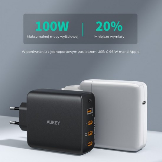 Wall charger AUKEY PA-B7S Omnia II GaN 3xUSB-C 1xUSB-A PD 3.0 PPS 100W