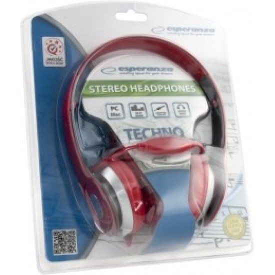 Esperanza EH145R headphones/headset Wired Head-band Music Red