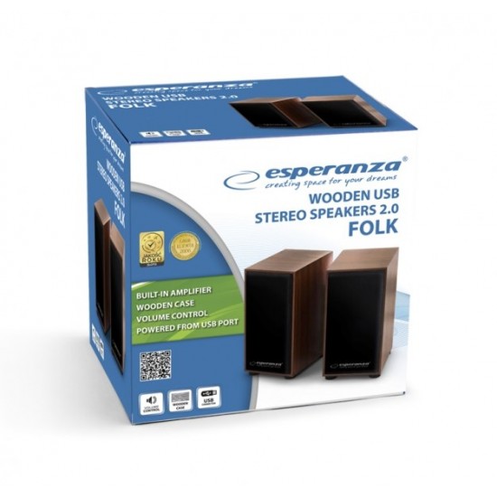 Esperanza 2.0 FOLK speaker set 2.0 channels 6 W Wood