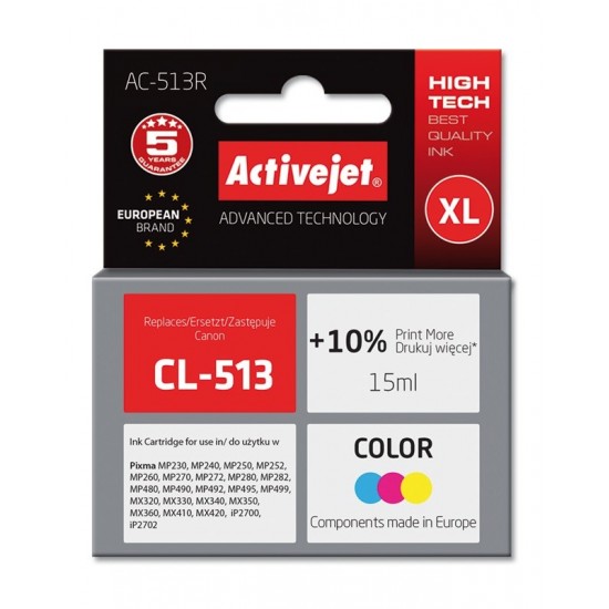 Activejet AC-513R Ink cartridge (replacement for Canon CL-513; Premium; 15 ml; color)